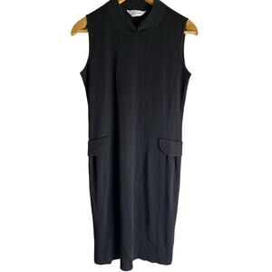 Exclusively Misook Black Shift Dress Slinky Knit Stretch Travel Sleeveless L